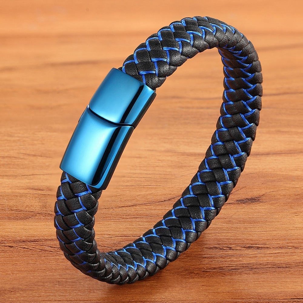 Luxury Blue Color Leather Bracelet