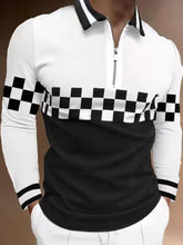 Load image into Gallery viewer, Black White Long Sleeve Polo Shirt
