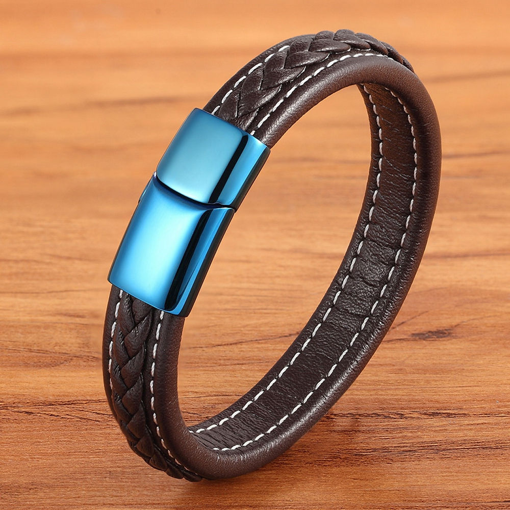 Luxury Blue Color Leather Bracelet