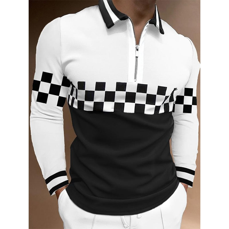 Striped Long Sleeve  Polo Shirt