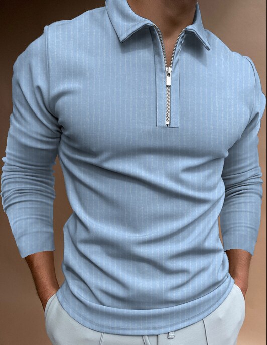 Striped Long Sleeve  Polo Shirt