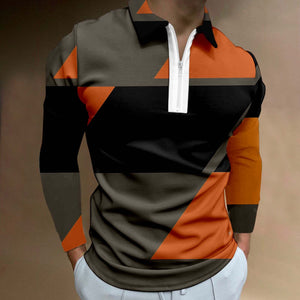 Autumn Casual  Long Sleeve Ethnic  Mens Polo Shirt