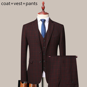3 Pcs Set Blazers Pants Vest