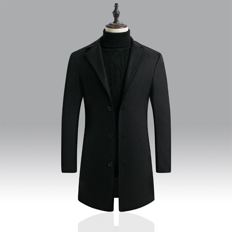 Pure Color Woolen Coat