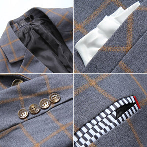 Men Blazer Plaid Designs Long Sleeve Spring Autumn High Quality Fashion Slim Fit Business Casual Male Suit Jacket Coat
