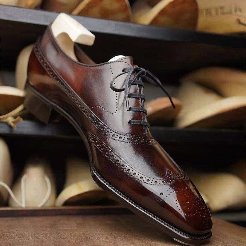 Head Carved Oxford Shoes