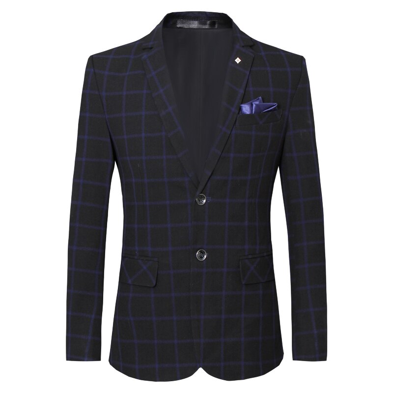 Men Blazer Plaid Designs Long Sleeve Spring Autumn High Quality Fashion Slim Fit Business Casual Male Suit Jacket Coat