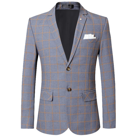 Men Blazer Plaid Designs Long Sleeve Spring Autumn High Quality Fashion Slim Fit Business Casual Male Suit Jacket Coat