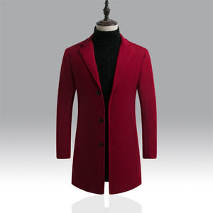 Pure Color Woolen Coat