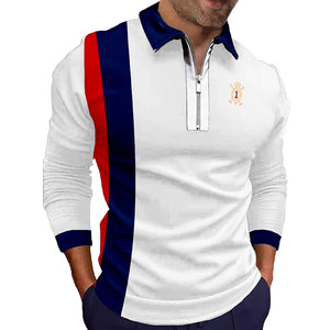 Long Sleeve Zipper Polo Shirt
