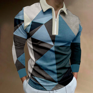 Autumn Casual  Long Sleeve Ethnic  Mens Polo Shirt