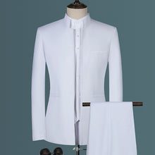 Load image into Gallery viewer, Stand Collar Men Blazer Pants Vest Business  Suit Set

