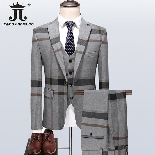 Plaid Formal Slim Suit