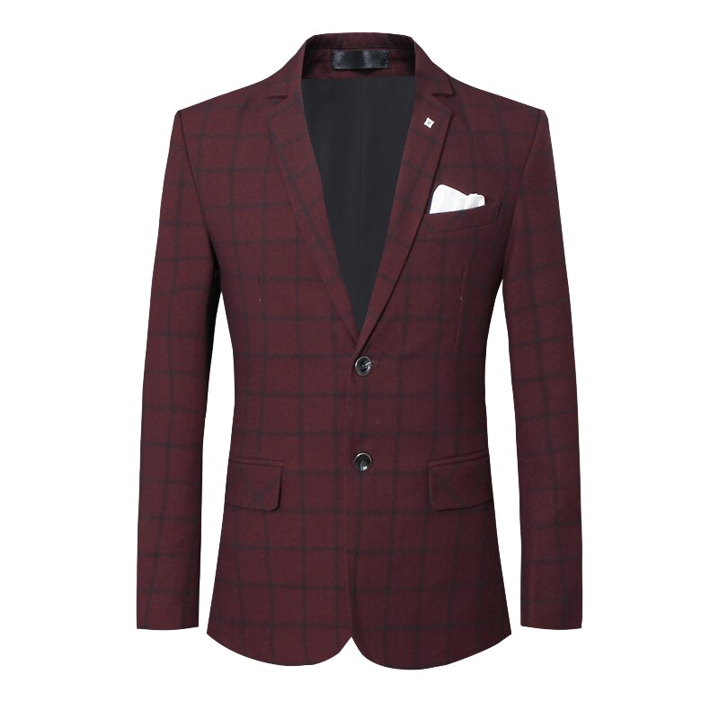 Men Blazer Plaid Designs Long Sleeve Spring Autumn High Quality Fashion Slim Fit Business Casual Male Suit Jacket Coat