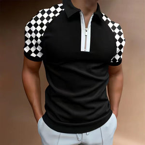 Turn-Down Collar Zipper Polo Shirt