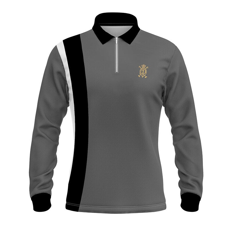 Long Sleeve Zipper Polo Shirt