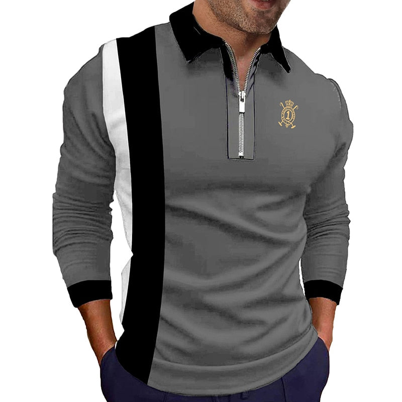 Long Sleeve Zipper Polo Shirt