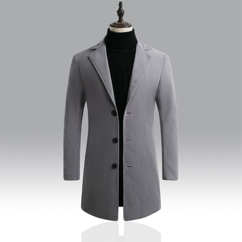 Pure Color Woolen Coat