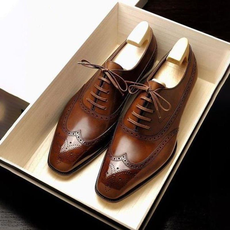 Head Carved Oxford Shoes