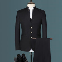 Load image into Gallery viewer, Stand Collar Men Blazer Pants Vest Business  Suit Set
