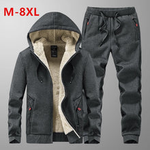 Load image into Gallery viewer, Men&#39;s Sets Jacket + pant Warm Fur Winter Sweatshirt Cashmere Tracksuit Men&#39;s Sets Fleece Thick Hooded Brand Casual Track Suits

