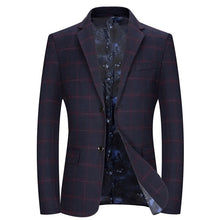 Load image into Gallery viewer, Plaid Slim Suit Jacket
