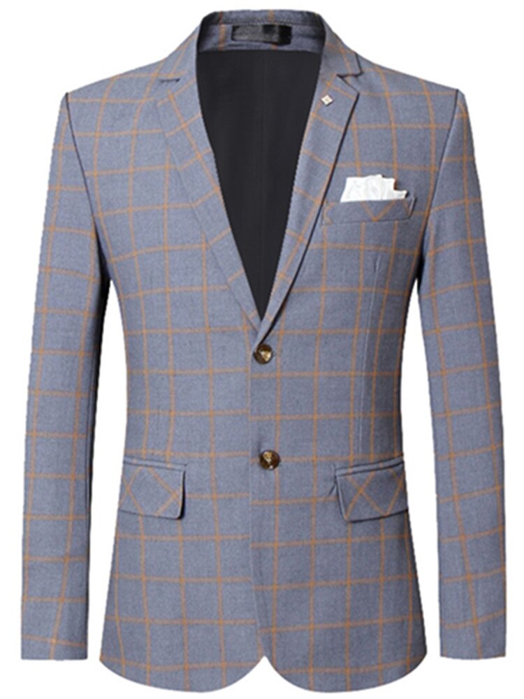 Men Blazer Plaid Designs Long Sleeve Spring Autumn High Quality Fashion Slim Fit Business Casual Male Suit Jacket Coat