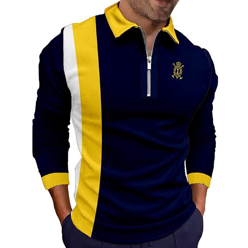 Long Sleeve Zipper Polo Shirt