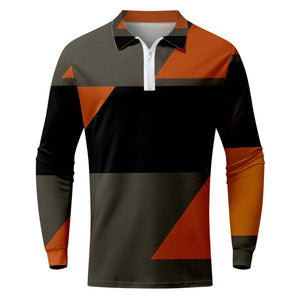 Autumn Casual  Long Sleeve Ethnic  Mens Polo Shirt