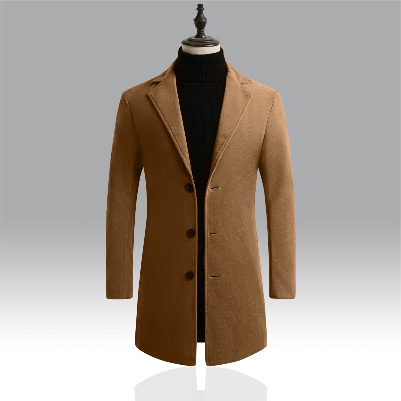 Pure Color Woolen Coat