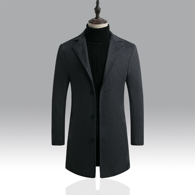 Pure Color Woolen Coat