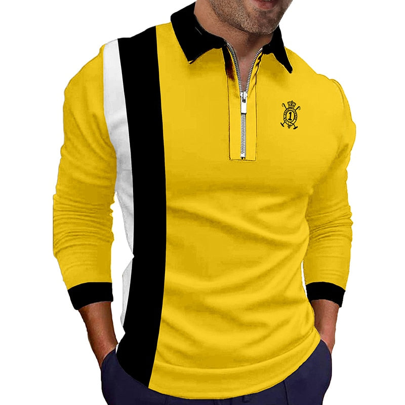 Long Sleeve Zipper Polo Shirt