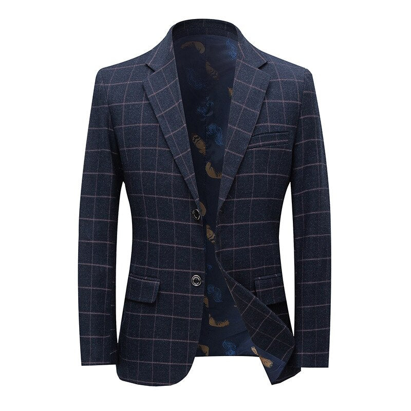 Plaid Slim Suit Jacket