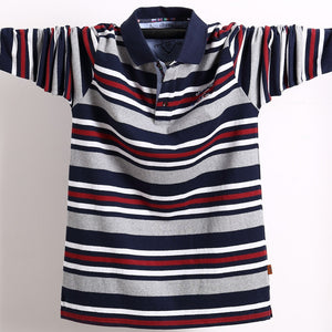 Men's Long Sleeved Striped Polo Shirt