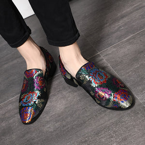 Men Handmade Exquisite Embroidery Leather Business Dress Shoes