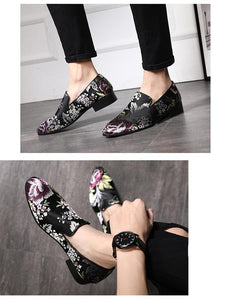 Men Handmade Exquisite Embroidery Leather Business Dress Shoes