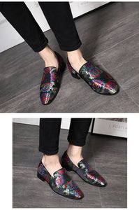 Men Handmade Exquisite Embroidery Leather Business Dress Shoes