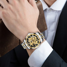 Load image into Gallery viewer, Men’s Elegant  Transparent Hands Gear Movement Retro Mechanical Skeleton Wrist Watches
