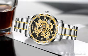Men’s Elegant  Transparent Hands Gear Movement Retro Mechanical Skeleton Wrist Watches