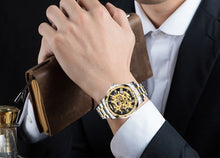Load image into Gallery viewer, Men’s Elegant  Transparent Hands Gear Movement Retro Mechanical Skeleton Wrist Watches
