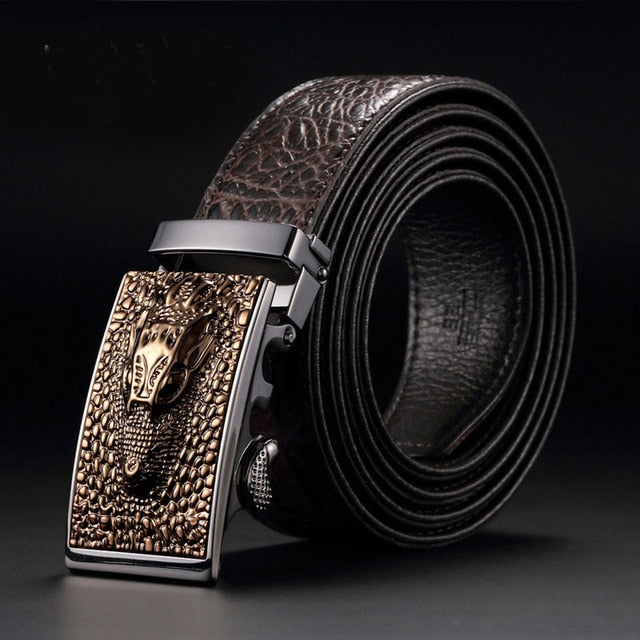 Faux Leather Automatic Buckle Belt