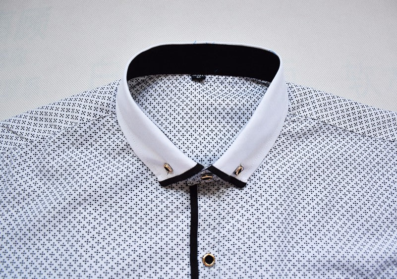 Men's Printed Square Collar Cotton Shirt