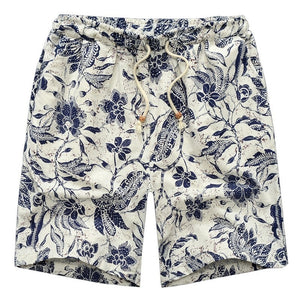 Summer 2020 Casual Shorts Men Floral Printed  Men Shorts Men Shorts Streetwear Cotton Linen Beach Fashion