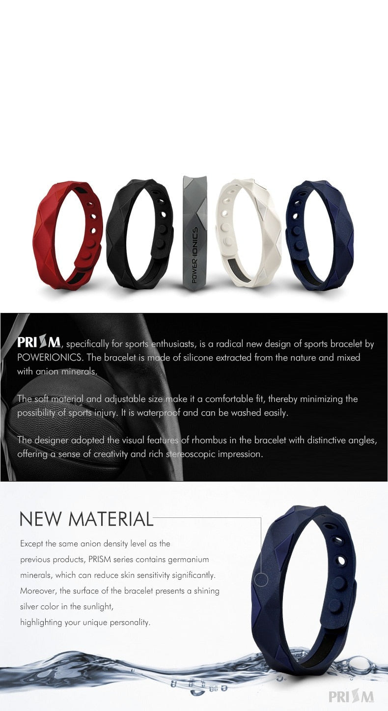 Power Ionics Prism 2000 Ions Titanium Germanium Wristband Bracelet Balance Energy Balance Human Body