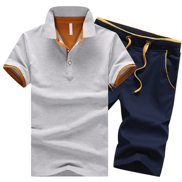 Men Casual Summer Solid Slim Fit Tracksuit