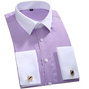 Men's Formal Luxury Striped Cufflinks Shirt