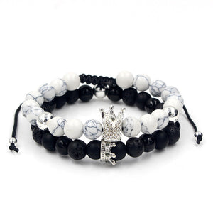 Crown Charms Stone Beads Men Couple Bracelets Jewelry