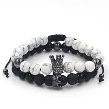 Load image into Gallery viewer, Crown Charms Stone Beads Men Couple Bracelets Jewelry
