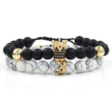 Load image into Gallery viewer, Crown Charms Stone Beads Men Couple Bracelets Jewelry

