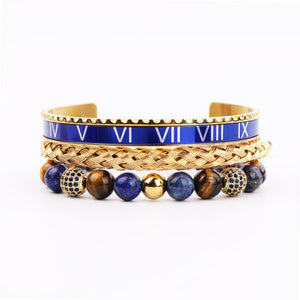 Gold Stainless Steel Bracelet with Roman Tiger Eye Stone